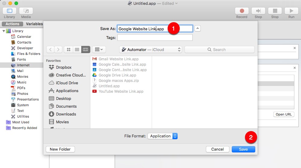How to create google apps on mac dock without