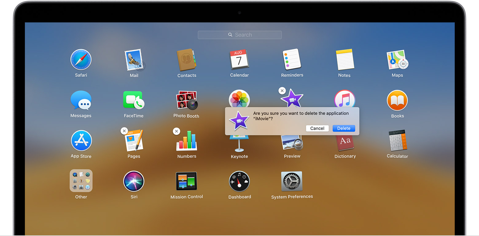 Deleting app in mac desktop